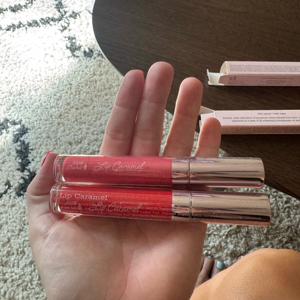100% Pure Lip Gloss “Scotch Kiss” and “Melon Drop”